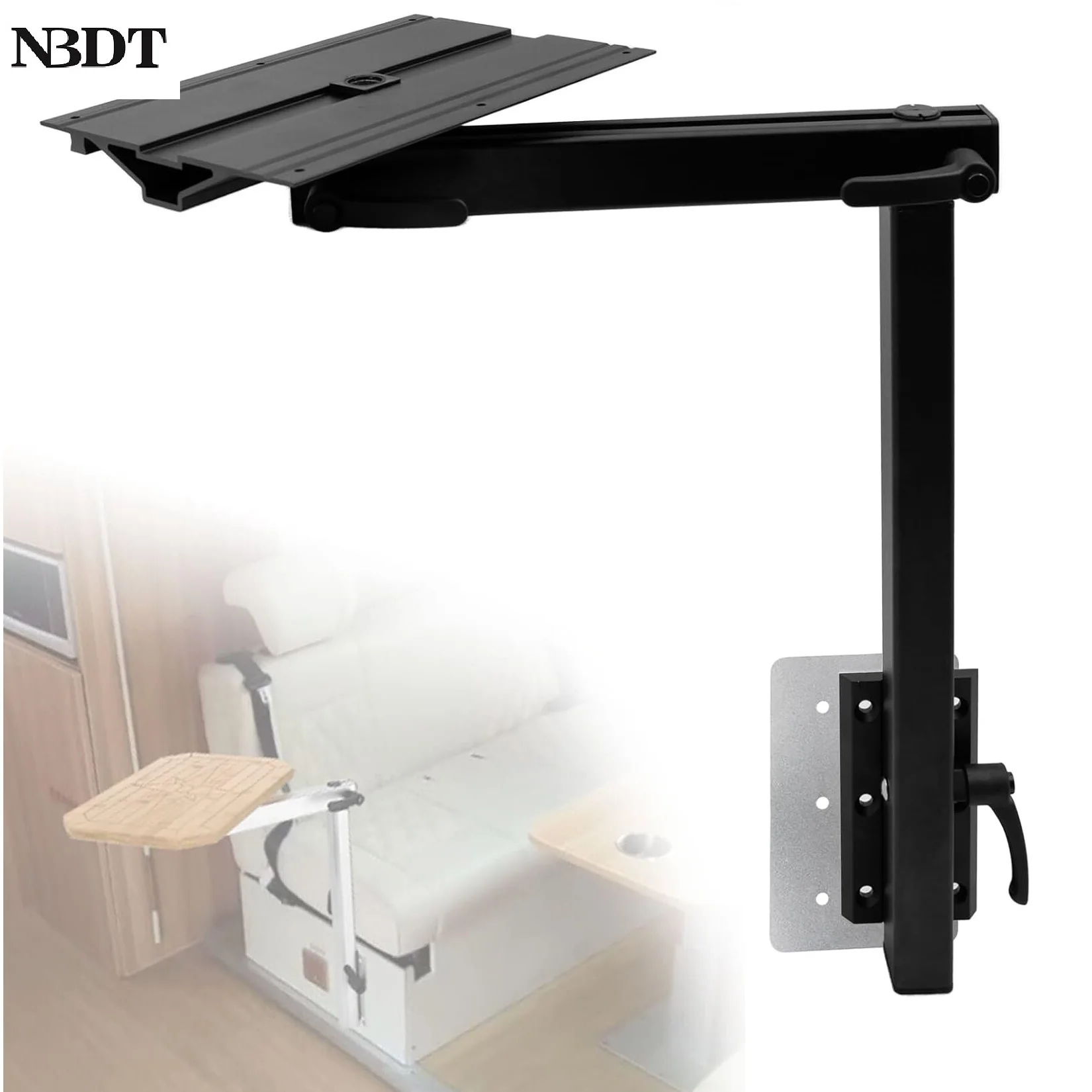 1Set Aluminum 360° Rotation Movable Table Wall Mount Bracket Detachable Adjustable For Camping RV Yacht Folding Laptop Top