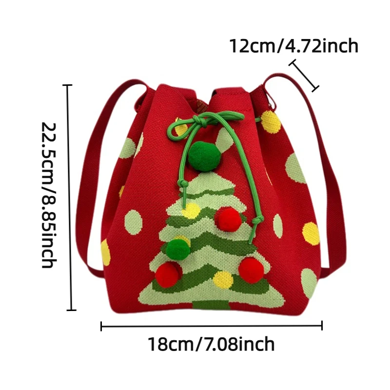 Adorable and Practical Large-Capacity Knitted Handheld Bucket Bag with Drawstring Christmas and Halloween Gift
