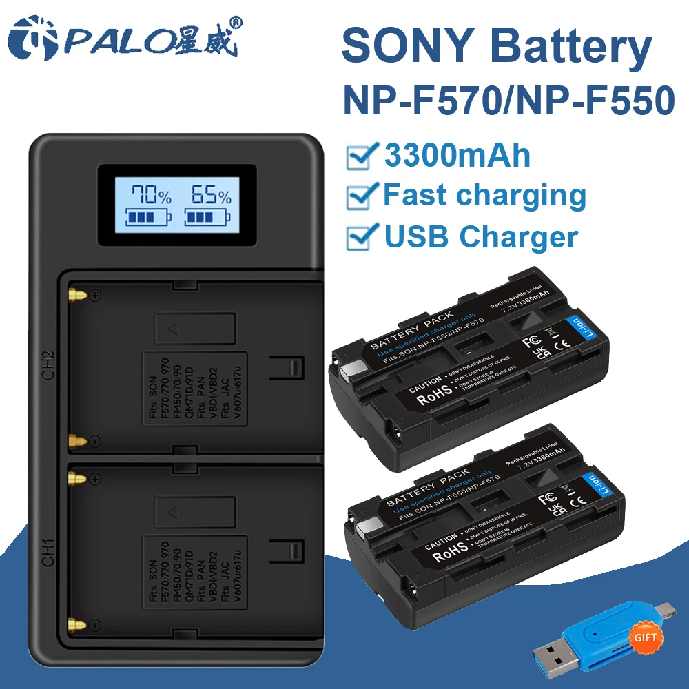 NP-F550 NP F550 NP-F570 NP F570 Battery + LCD Dual Charger for Sony NP-F330 NP-F530 NP-F570 NP-F730 NP-F750 NP-F960 NP-F970