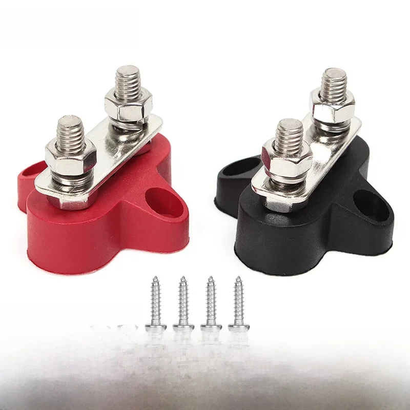 Daul bornier goujon Double M6 M8 DC 48V barre omnibus bornier d'alimentation positif négatif boulons de câblage fixes pour camion RV bateau