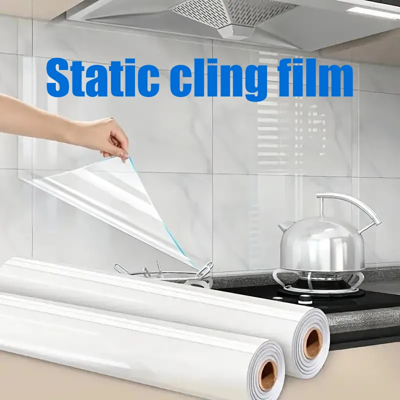 

45cm Transparent Wallpaper Kitchen Electrostatic Adsorption Protective Film Oil-Proof Wall Sticker Decorative Film Wallpaper.