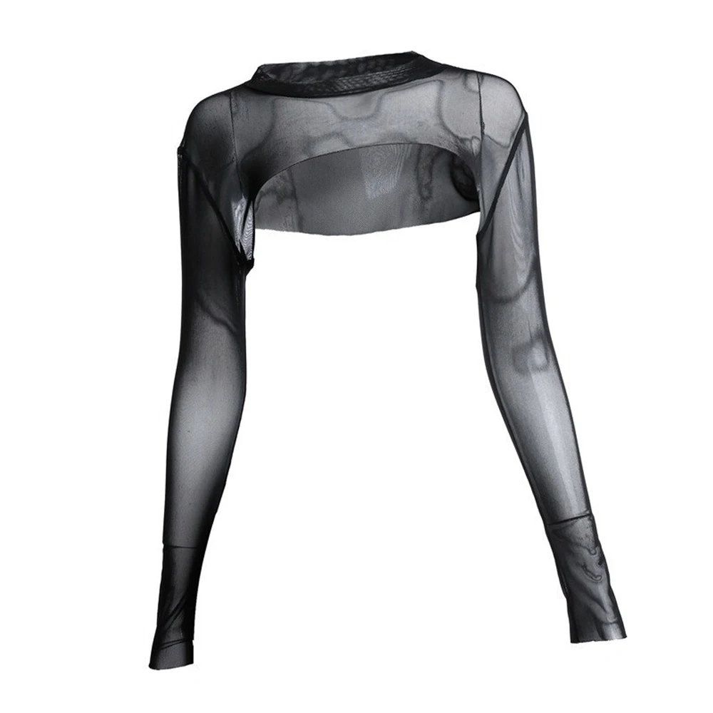 

Girl's Sexy Crop Top Mesh Long Sleeve T-Shirt Eco-Friendly Packing
