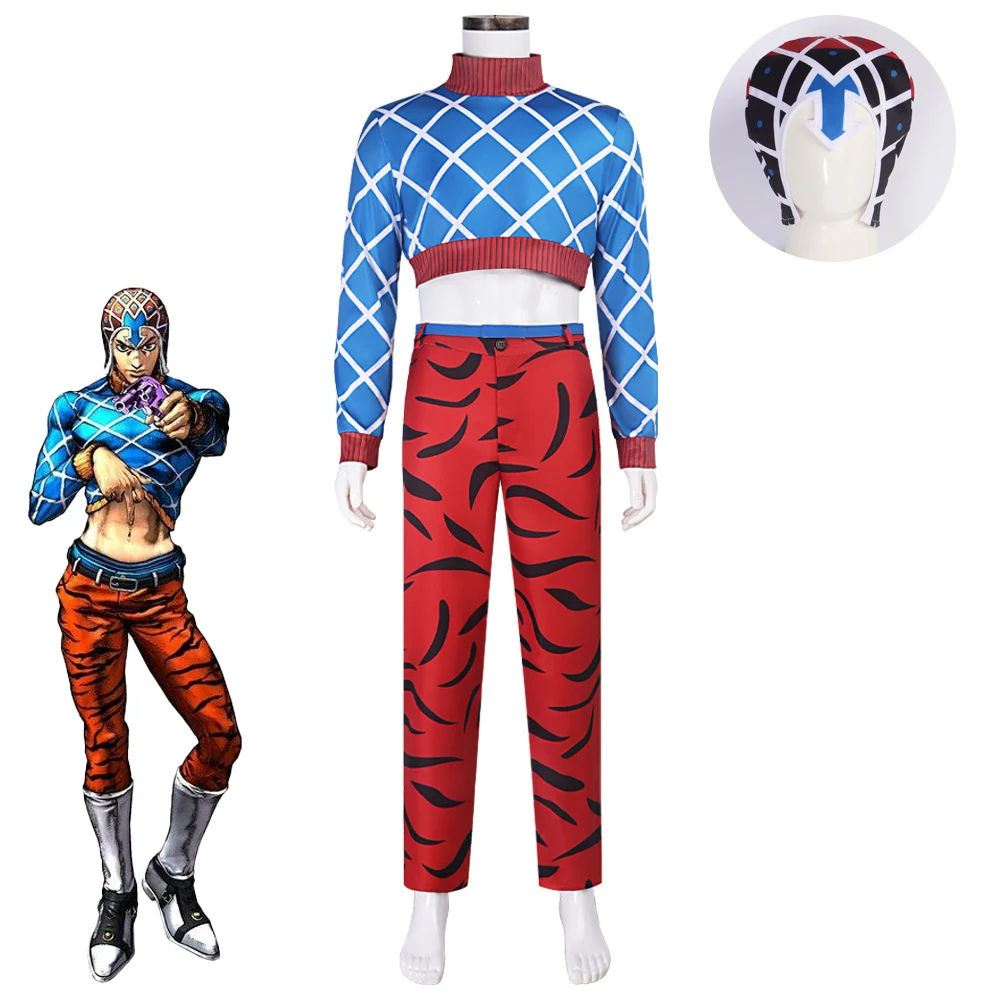 Аниме JoJo Guido Mista Косплей Костюм Со Шляпой Золотой Ветер Наряды Полный Костюм для Взрослых Костюм Для Хэллоуина