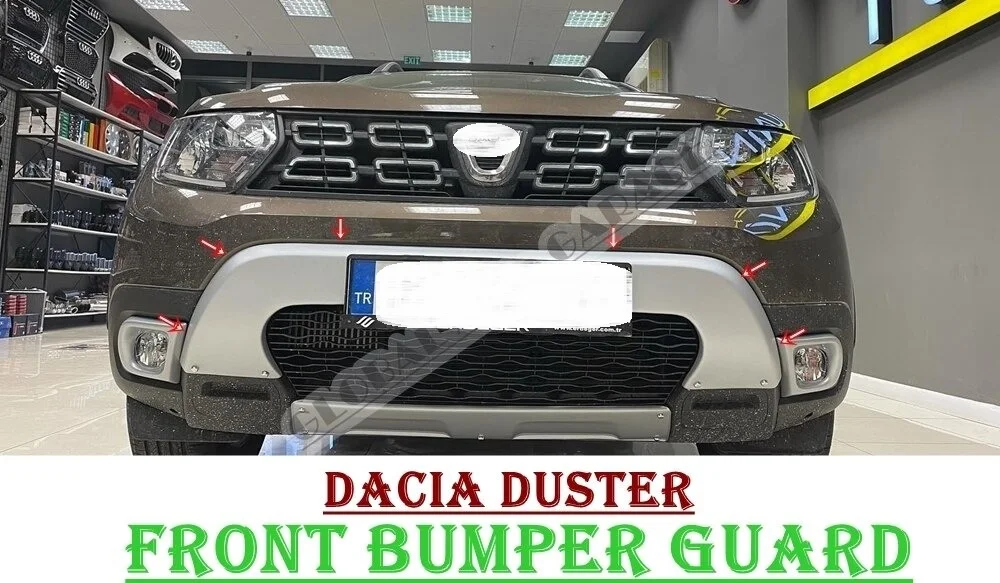 For Dacia Duster 2018 2019 2020 2021 Front Bumper Guard Protector Attachment Spoiler Hood Auto Car Antenna Roof Rack Sport Grey