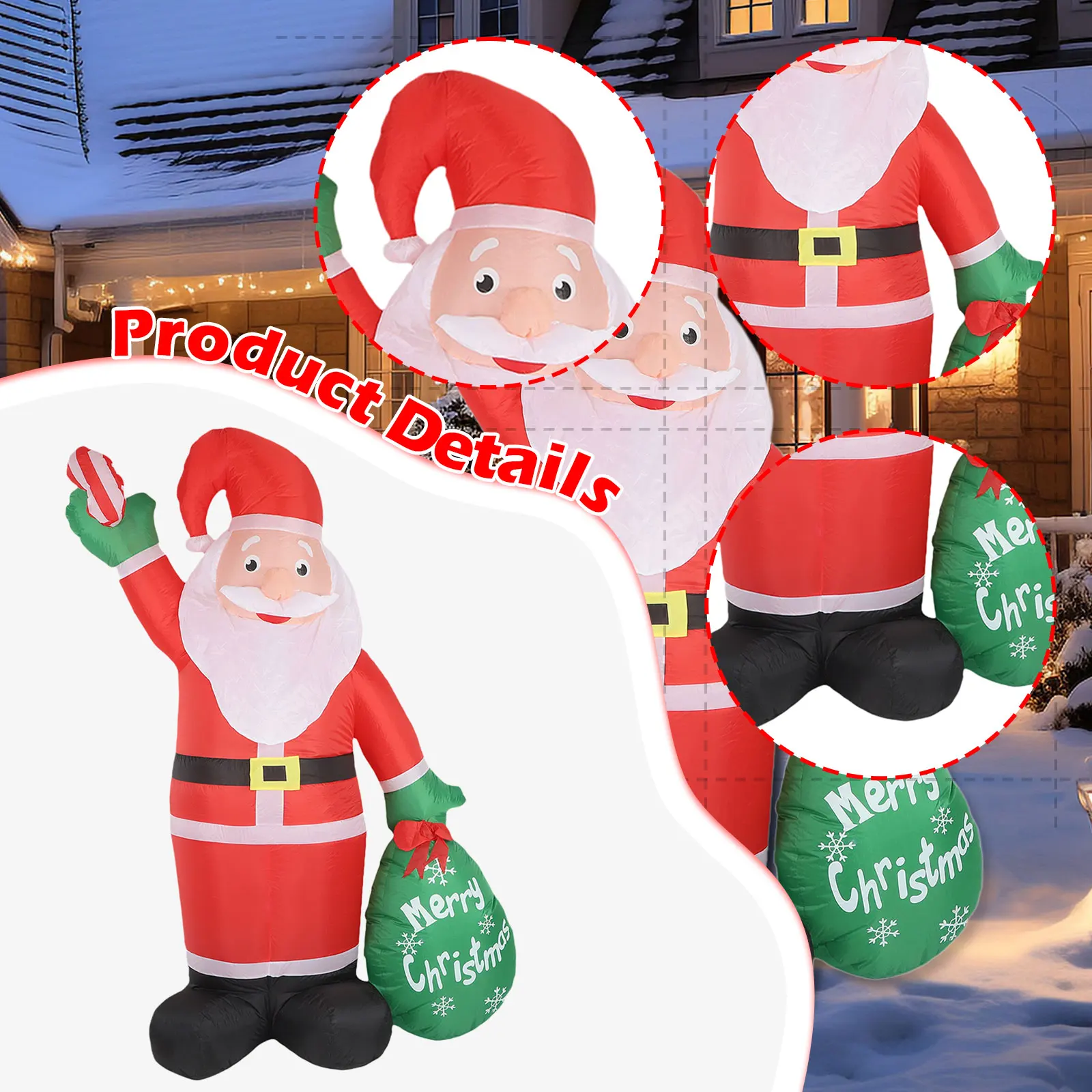 2.4 متر عيد الميلاد نفخ الشكل سانتا كلوز اللعب الولايات المتحدة 110 فولت التوصيل مع مصباح LED سهلة الإعداد عيد الميلاد إمدادات المنزل لديكور الحفلات في الهواء الطلق