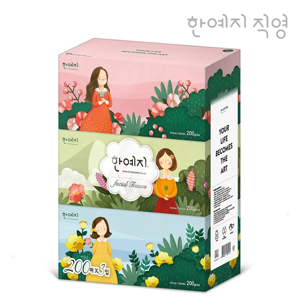 HANYEJI Character Natural Pulp Beauty Tissues 200 sheets 3 packs HANYEJI Toilet Paper tissue