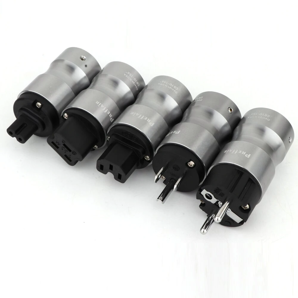 Preffair P090/P091 Rhodium/Vergulde Schuko Power Connector EU/US Versie Transparant IEC C7/15/19 Audio Famale Connector