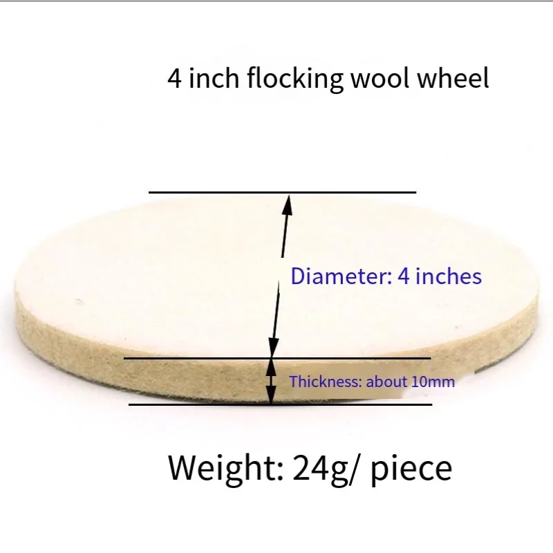 Roda de polimento de lã flocada, disco de moagem de feltro, almofada abrasiva de alta qualidade, 1 peça, 4 polegadas/5 polegadas, 100mm/125mm