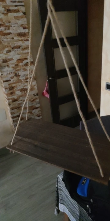 1PC Wooden Swing Hanging Hemp Rope Wall Shelve Mounted Floating Home Living Room Plant Flower Pot Tray Storage Garden Decoration photo review