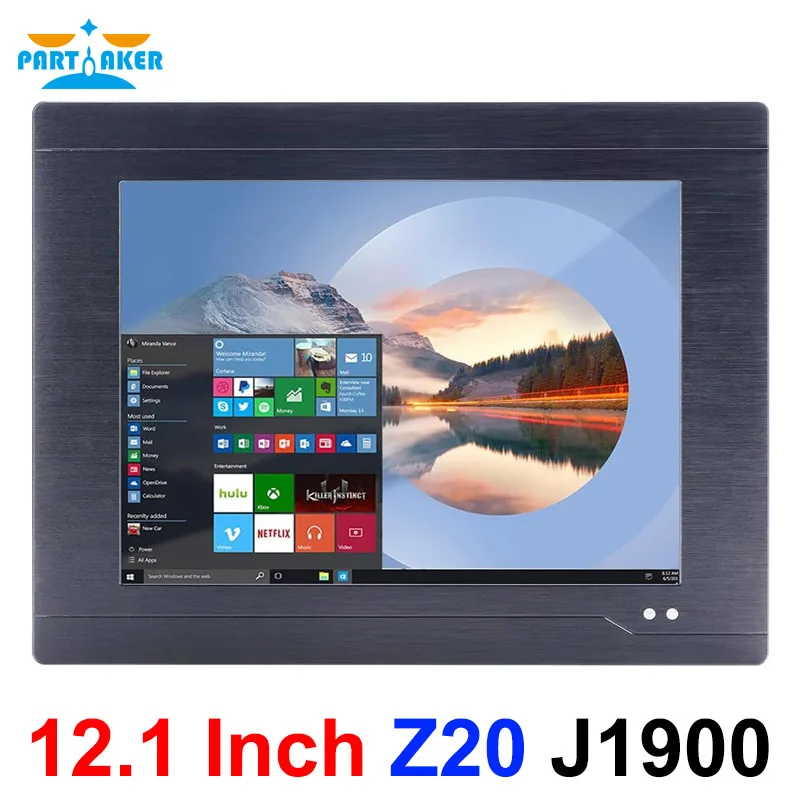 Partaker IP68 Full Waterproof 12.1 Inch Industrial All in One Panel PC Celeron J1900 2 x LAN 2 x RS232 Resistive Touch Screen