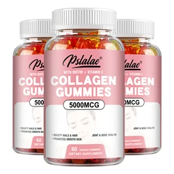 Collagen Gummies 5000 Mcg - Promote Hair Growth, Whiten Skin, Hydrolyze Skin, Help Nail Bone Joints - 60 Gummies
