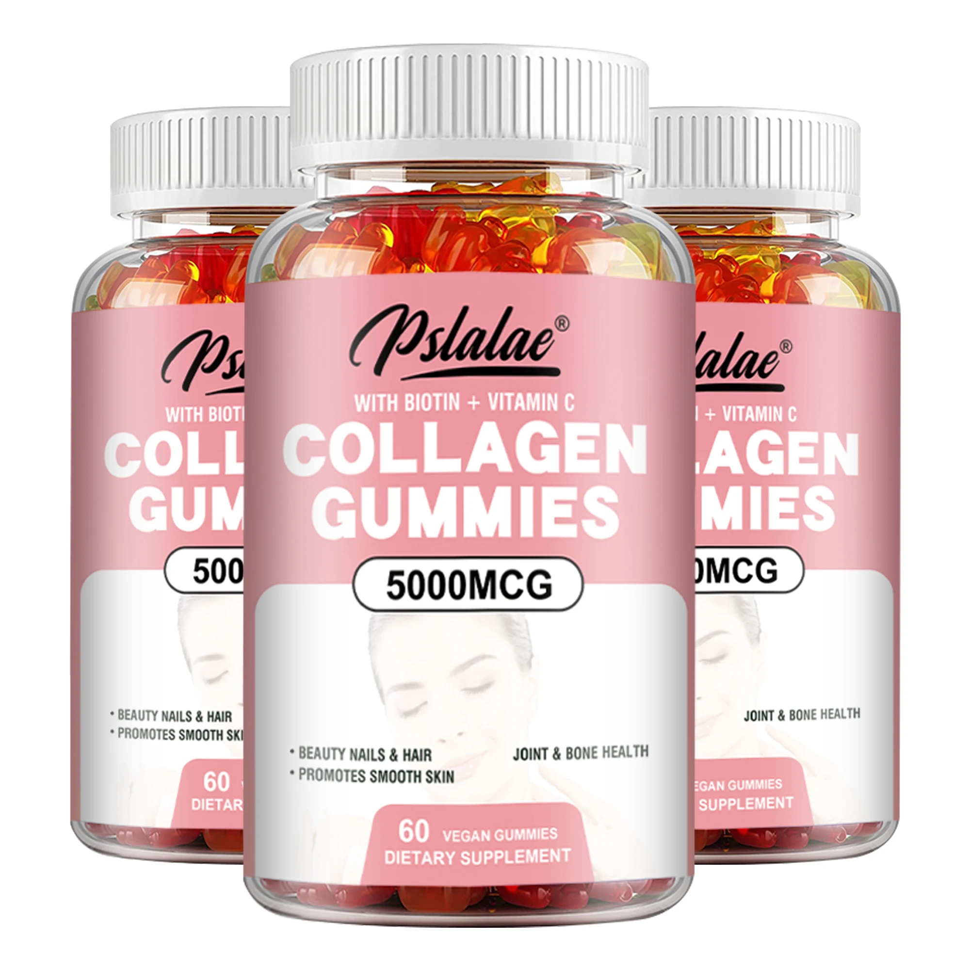 Collagen Gummies 5000 Mcg - Promote Hair Growth, Whiten Skin, Hydrolyze Skin, Help Nail Bone Joints - 60 Gummies