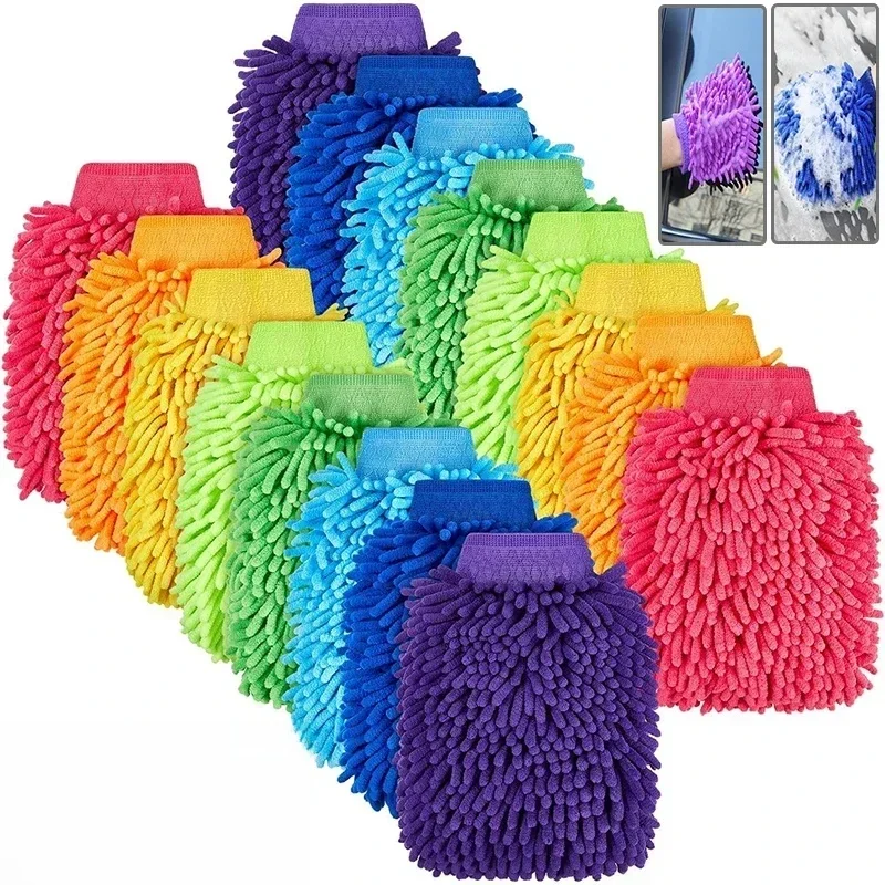 Autowashandschoenen Chenille Coral Fleece Handschoenen Wassen Ruitenwisser Autopoetsdoek Auto Stofwasmachine Mitt Autoreinigingsaccessoires - afbeelding 2