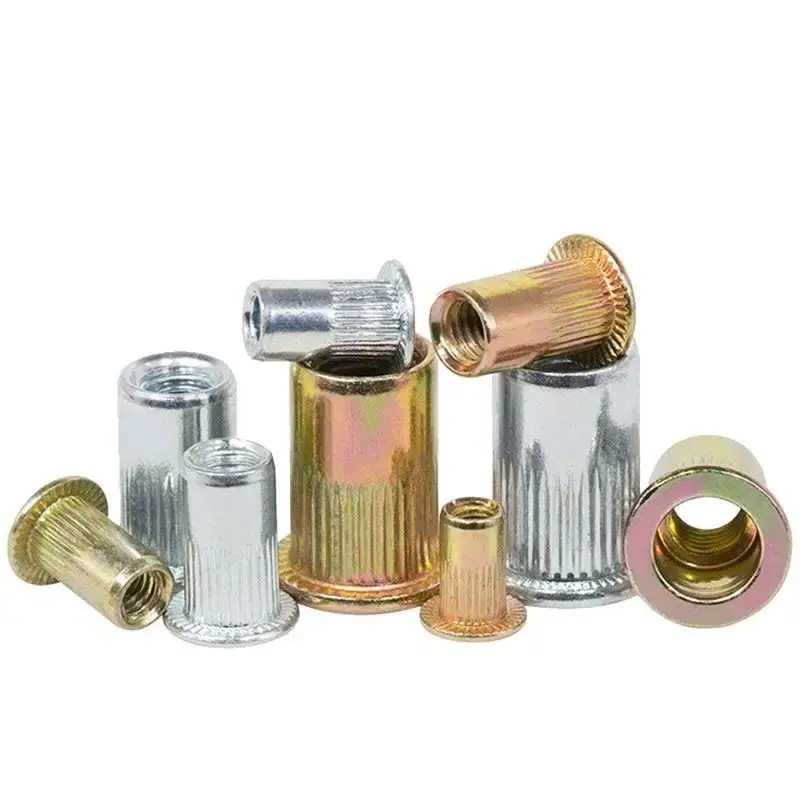 

200 шт., оцинкованная углеродистая сталь, заклепка с плоской головкой, гайка 10 # -24 Вставка-заклепка Nutsert для прочного переплета и крепления