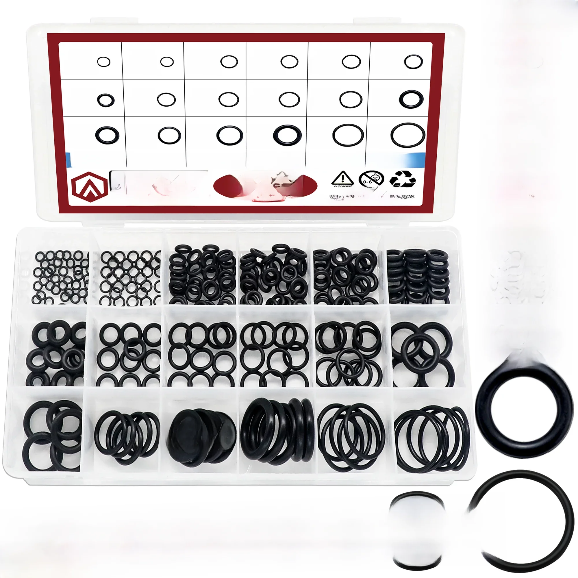 Kit de joints toriques en caoutchouc, banc de joint de rondelle MeaccelerNeria, kit Wieshamm, pour les grossesses d'immunisation, l'automobile, l'air ou le gaz, 18 tailles, 255 pièces