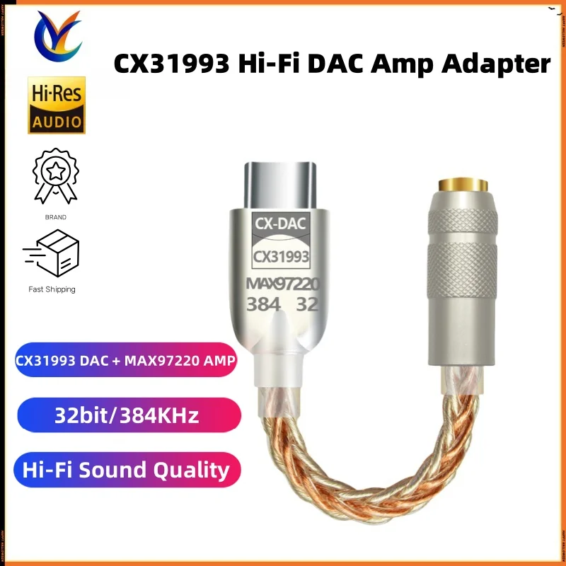 Adaptador de áudio HiFi DAC – Conversor de áudio digital tipo C/USB para 3,5 mm com embalagem de caixa de ferro premium