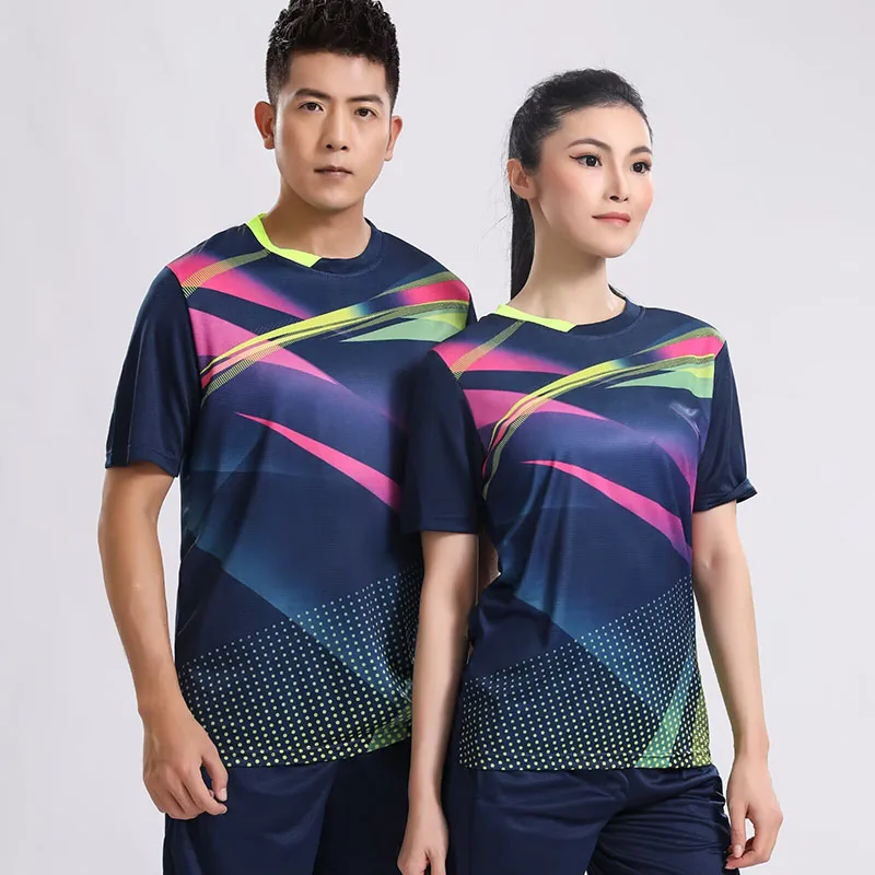 تي شيرت تنس رياضي للرجال والنساء ، زي موحد للزوجين ، تنس الريشة ، بينغبونغ ، تنس الطاولة ، قميص الجولف ، سريع الجفاف