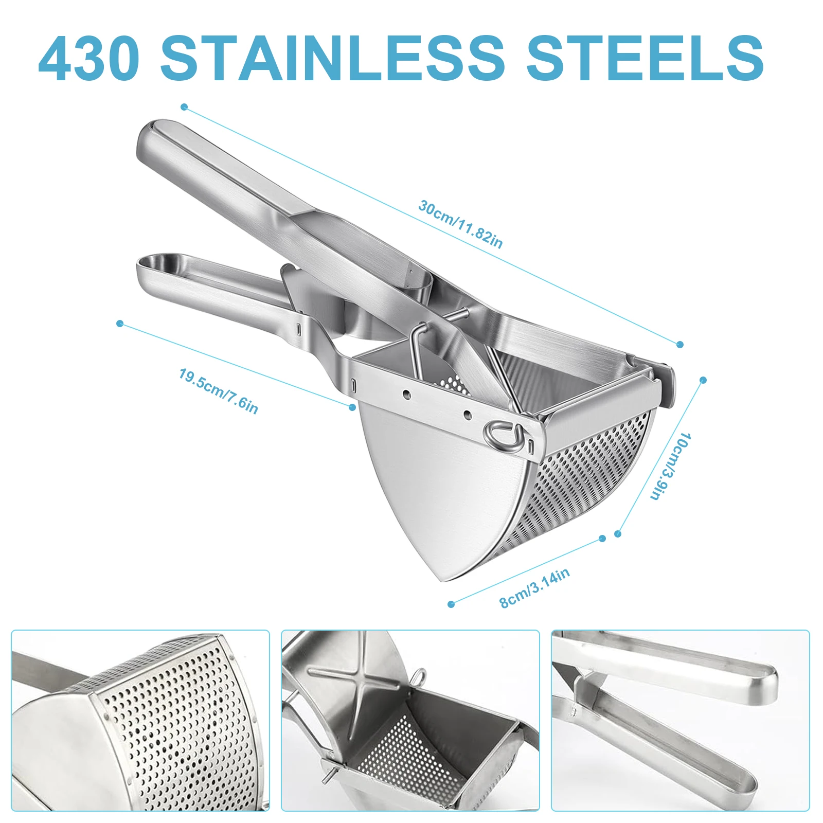 Potato Ricer,Stainless Steel Potato Masher Kitchen Tool,Stainless Steel Potato Masher,Send Goods From Local Warehouse