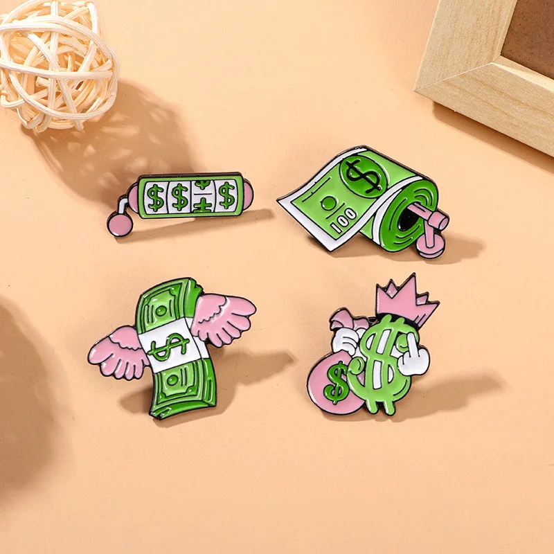 Cartoon Creatieve Ons Dollar Vorm Emaille Broche Rugzak Kleding Decoratie Schattige Eigenzinnige Design Legering Revers Pin Badge Accessoires