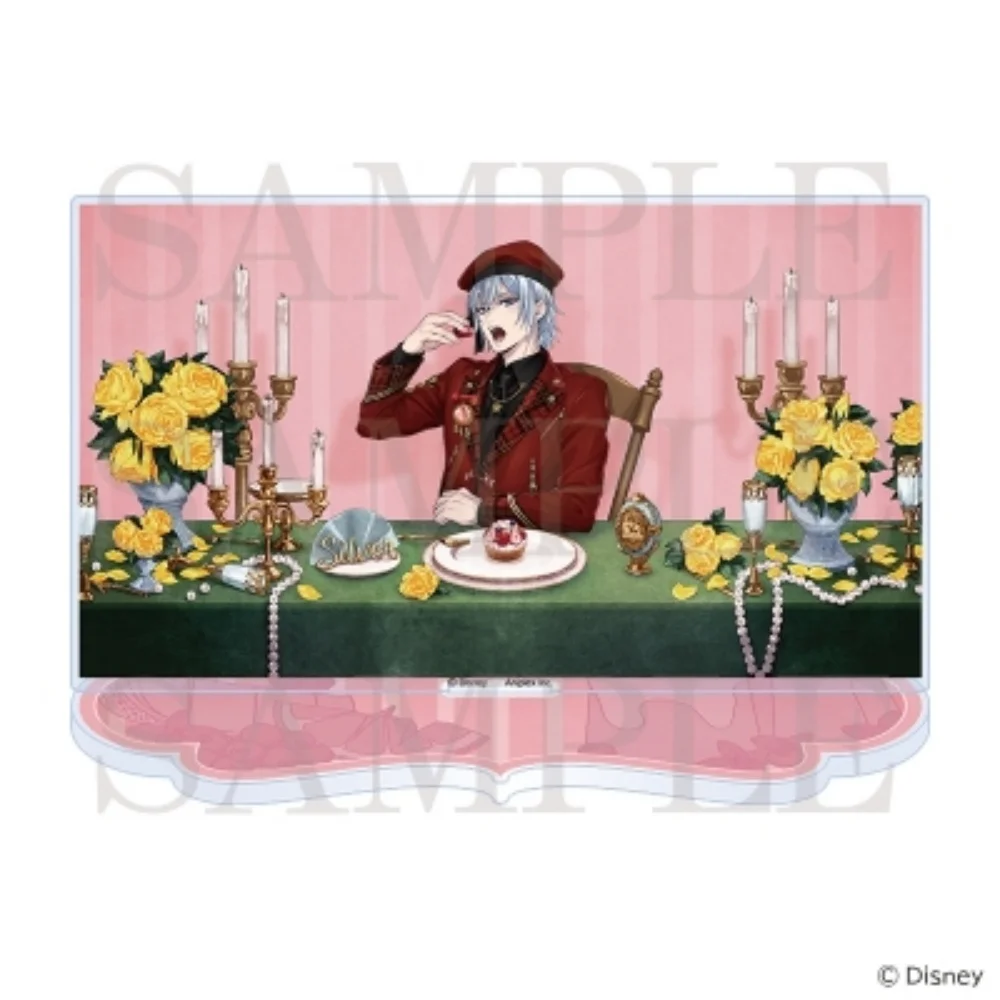 Anime Acrylic Stand Figure Silver Hair Boy Birthday Cake Yellow Rose Tea Party Background Plate Desk Ornament keychain gifts