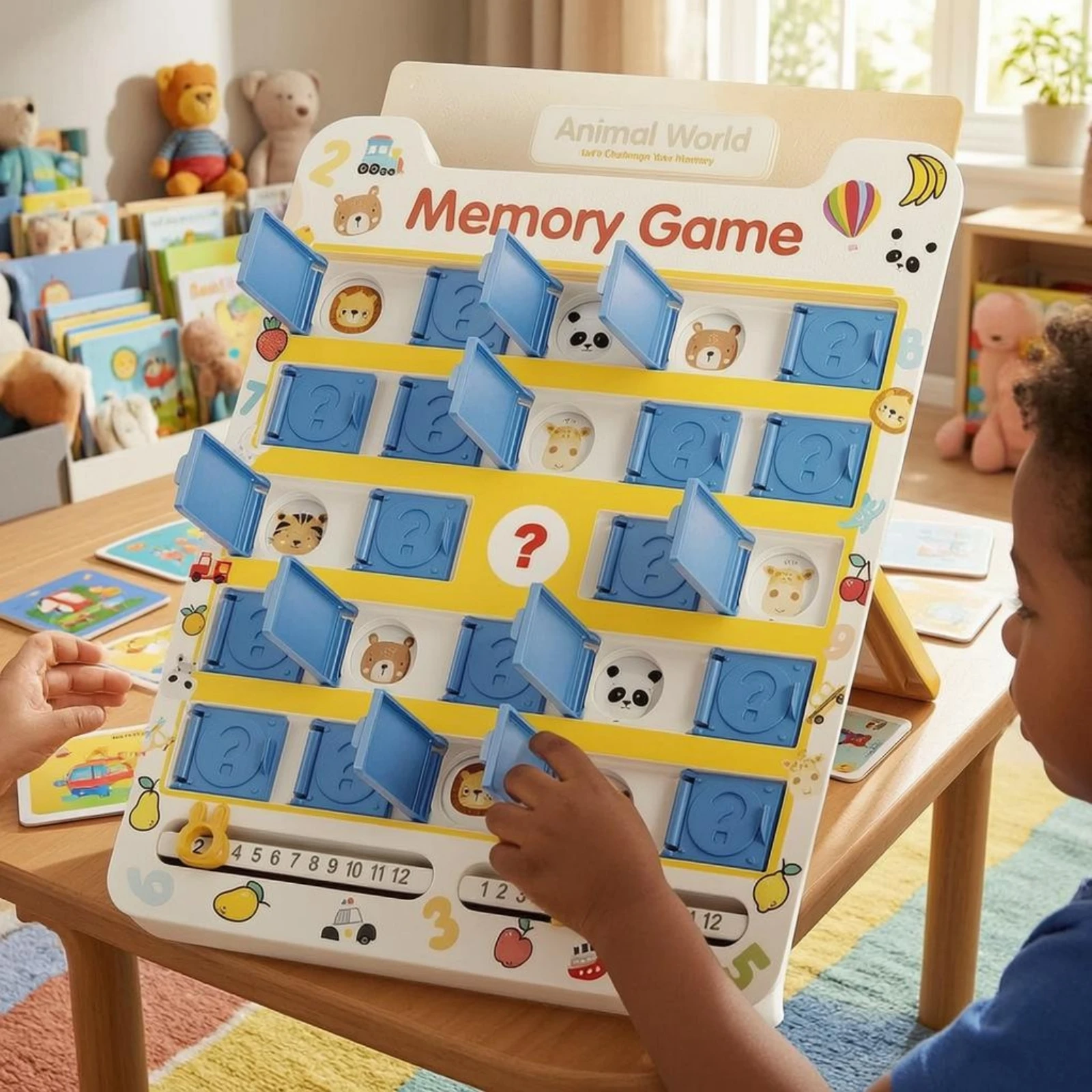 Board Game Illustrator - Animal Memory Game Illustrated Flip-and-Match Board