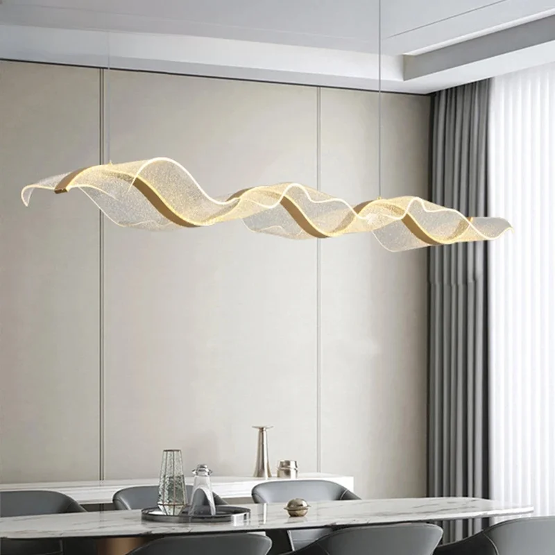 Nordycki kreatywny żyrandol Led Design długa fala wisiorek światła restauracja lampa barowa jadalnia Home Decor wisząca oprawa oświetleniowa — 2