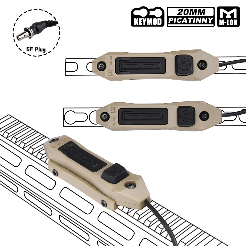 Linterna táctica WADSN M600DF con interruptor de presión Airsoft