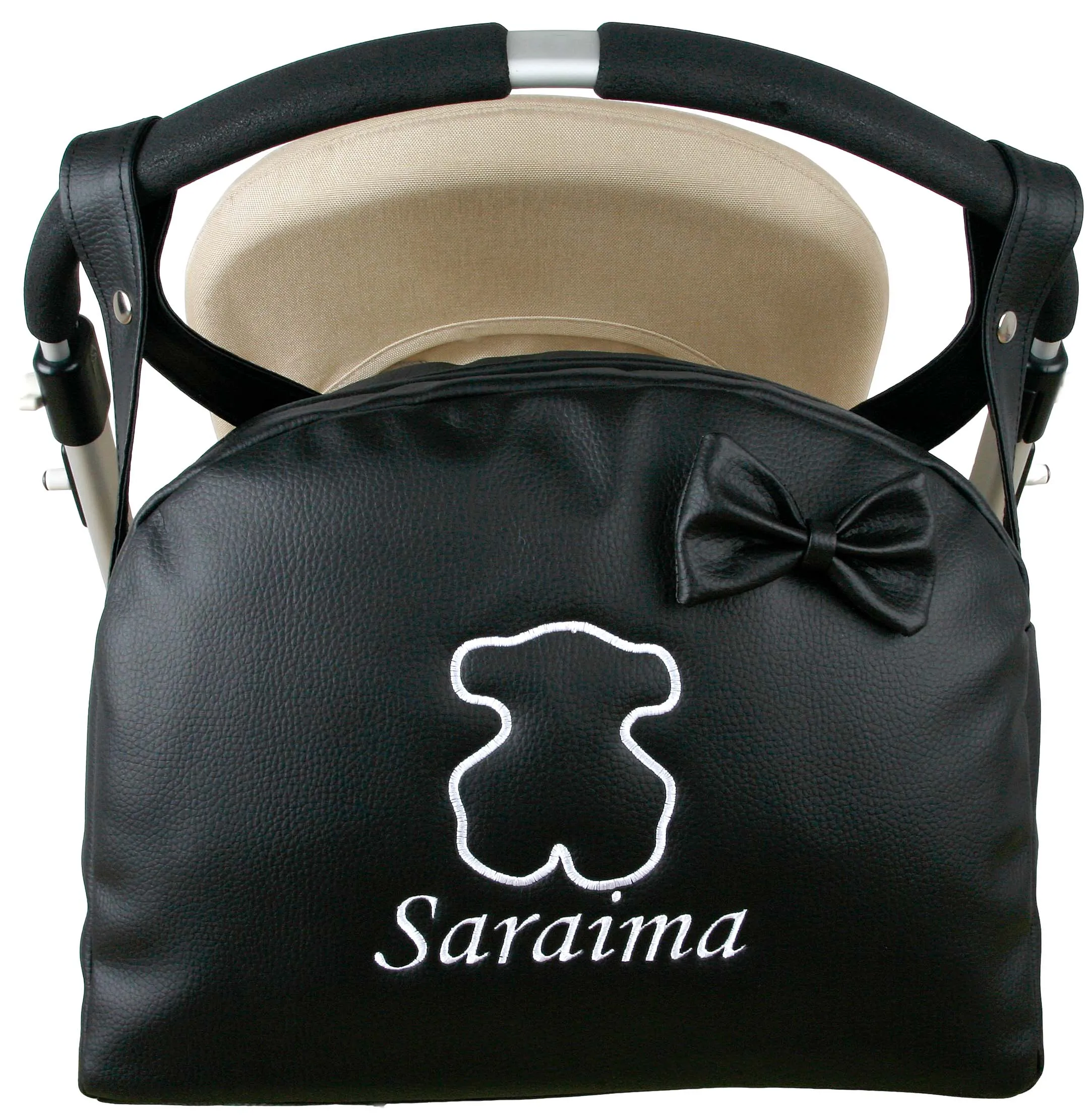 Personalized handbag embroidered doll made of leatherette and available in 7 colors