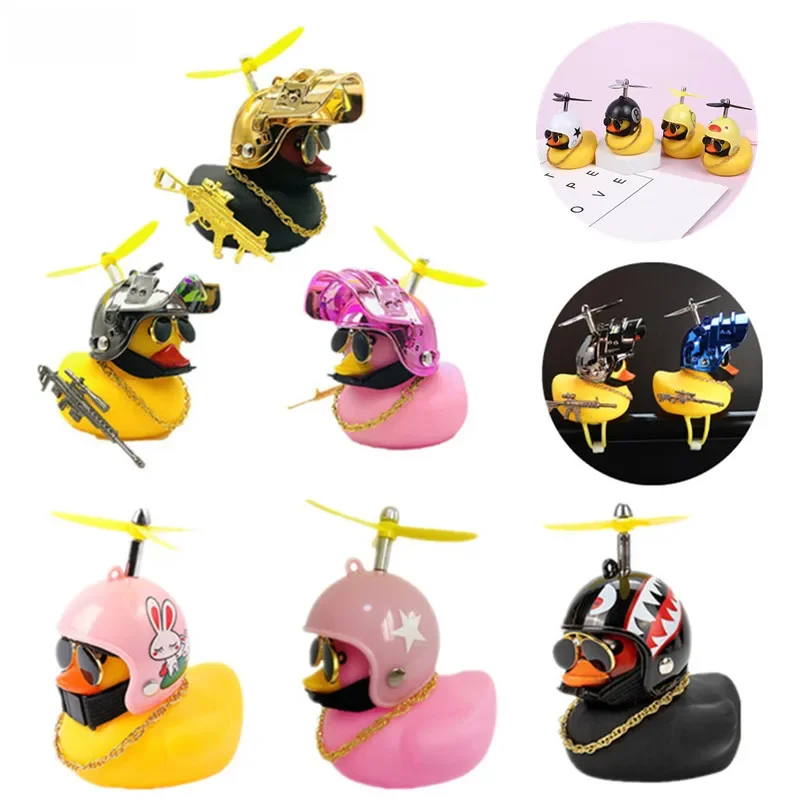 AliExpress UK Car Moto Decor Little Yellow Duck With Plated Helmet Bike Without Lights Car Ornaments Accessories