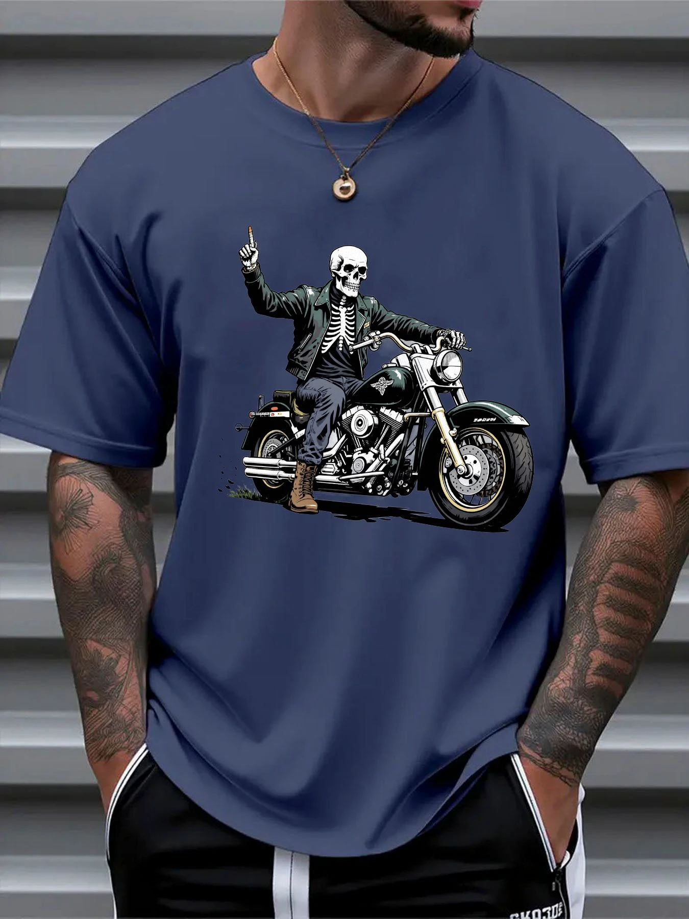 Skeleton Motorcycle graphic T-Shirt Cotton O-neck short-sleeved Tee Tops Unisex Summer casual TShirt Oversized Tshirts streetwea