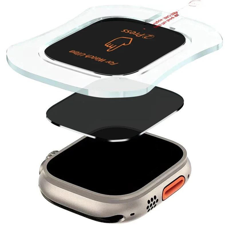 Osłona ekranu ze szkła hartowanego zapewniająca prywatność dla Apple Watch Ultra HD Clear Film Auto Alignment Tool kit Anti-peep iWatch Ultra 49mm — zdjęcie 2