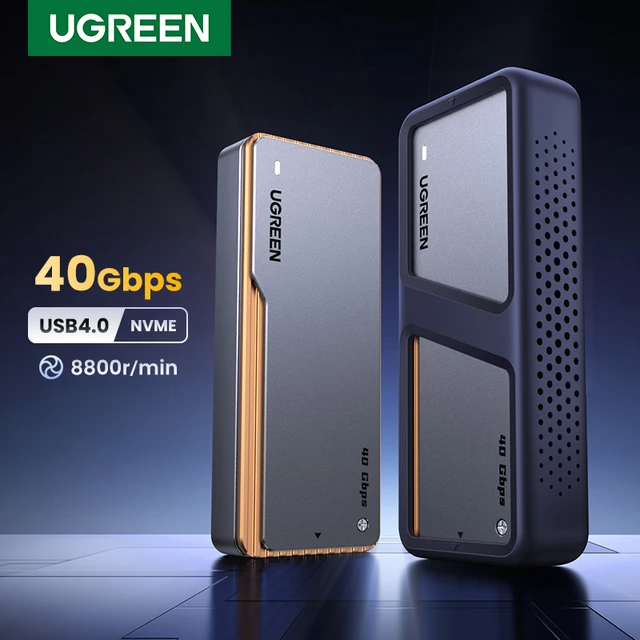 UGREEN Obudowa na dysk NVMe SSD 40Gbps M.2 do USB4.0, kompatybilna z M.2 NVME PCIe, wbudowana kamizelka chłodząca, aluminiowa obudowa