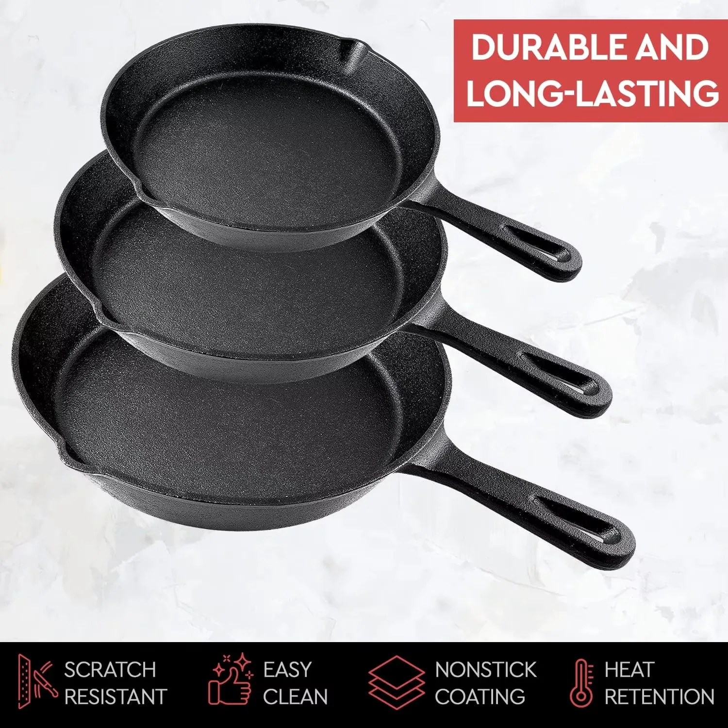 14/16/20cm Cast Iron Skillet Frying Pan, Pre-Seasoned Mini Omelette & Pancake Pan, Induction Compatible Cookware for Kitchen Breakfast