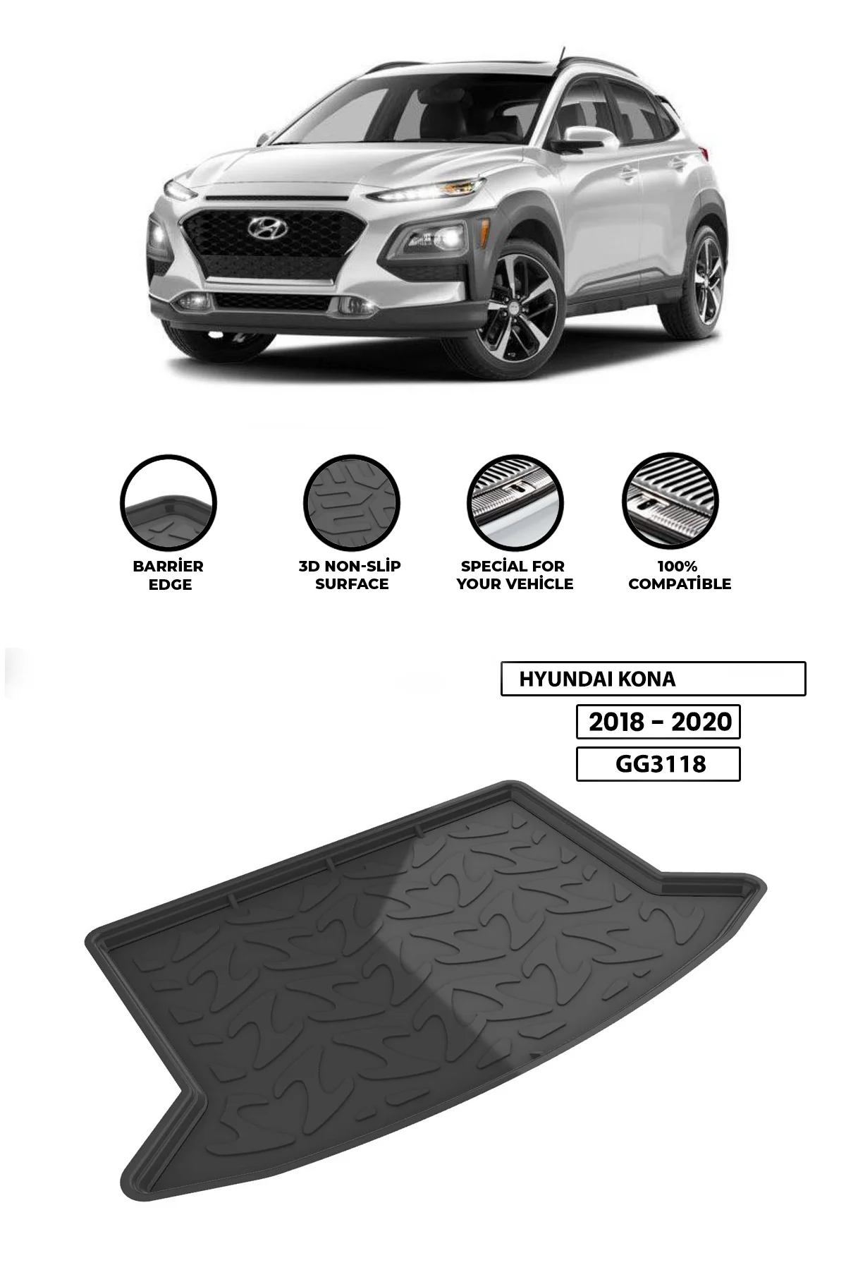 

For HYUNDAI-KONA- 2018-2020 luggage compartment Diffuser Extension Rear Bumper Attachment Luggage compartment