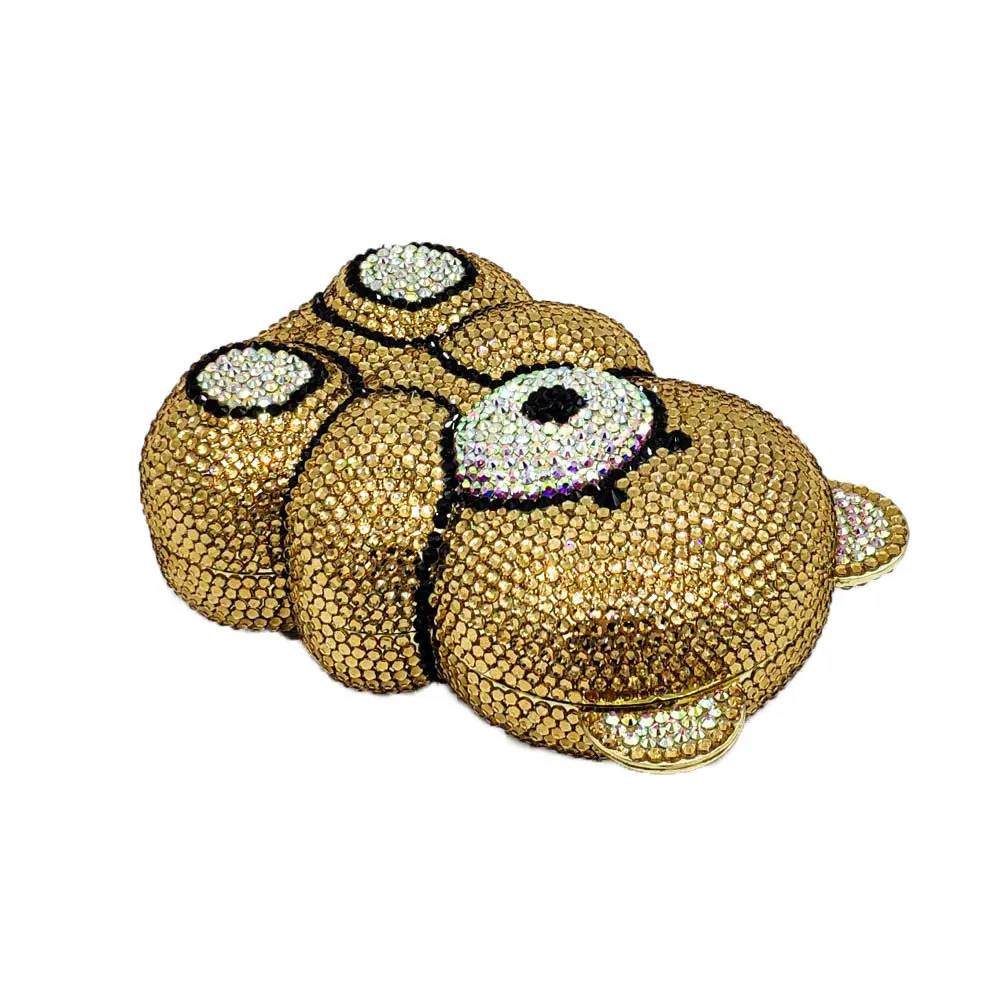 Cute Bear Rhinestone Evening Bag Women Luxury Crystal Clutch Diamond Party Bag Girl Prom Handbag Purse view 4