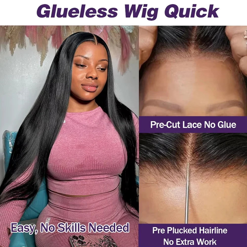 40 42 Inch Bone Straight Human Hair Wigs 13x4 13x6 HD Lace Frontal Wigs Glueless 5x5 Closure 3 Seconds To Wear For Beginners image 4