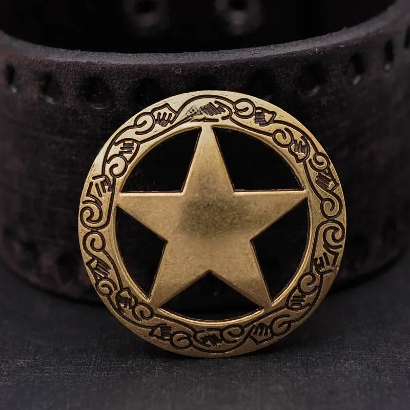 10 sztuk antyczny mosiądz Western grawerowane Texas Ranger Star Leathercraft Hatband Conchos 1-1/2 "śruba z powrotem — zdjęcie 2