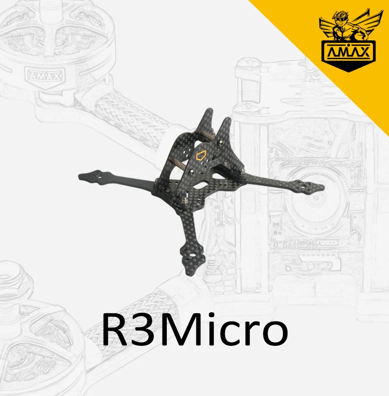 خفيفة الوزن مسواك بدون طيار إطار الكربون ، FPV ، نانو RC نموذج سباق كوادكوبتر عدة ، طائرة اماكس ، جودة عالية ، 3 بوصة R3Micro #3