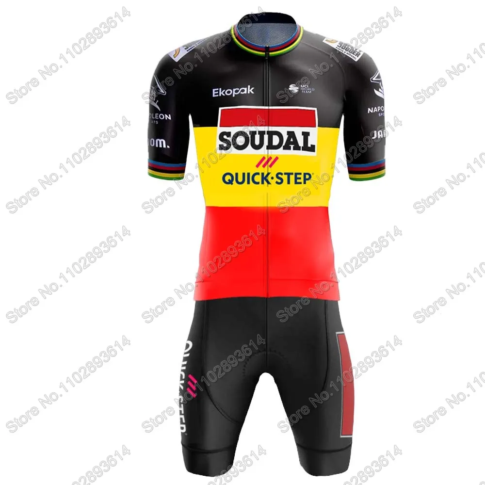 Skinsuit Soudal Quick Step Team Cycling 2024 Bodysuit World Champion Long Cycling Jerseys Set Race Clothing Jumpsuit MTB Maillot