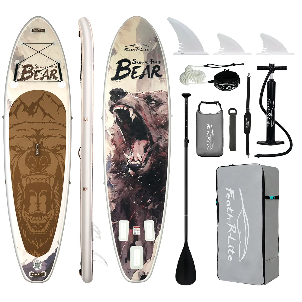 Feath-R-Lite anti-slip paddleboard 350 * 90 * 15CM, draagbare opblaasbare surfplank en complete set accessoires