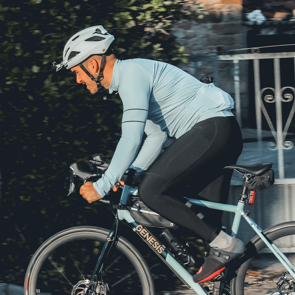 YKYWBIKE Radtrikot 10-20 ° C Herbst Langarm Rennrad Kleidung Thermo Fleece Wärme MTB Fahrrad Jersey – Detail 7
