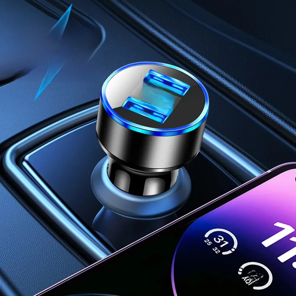 Dual USB 12.5V Voltage Display Carregador de carro para isqueiro Smart Phone USB Adapter Carregador