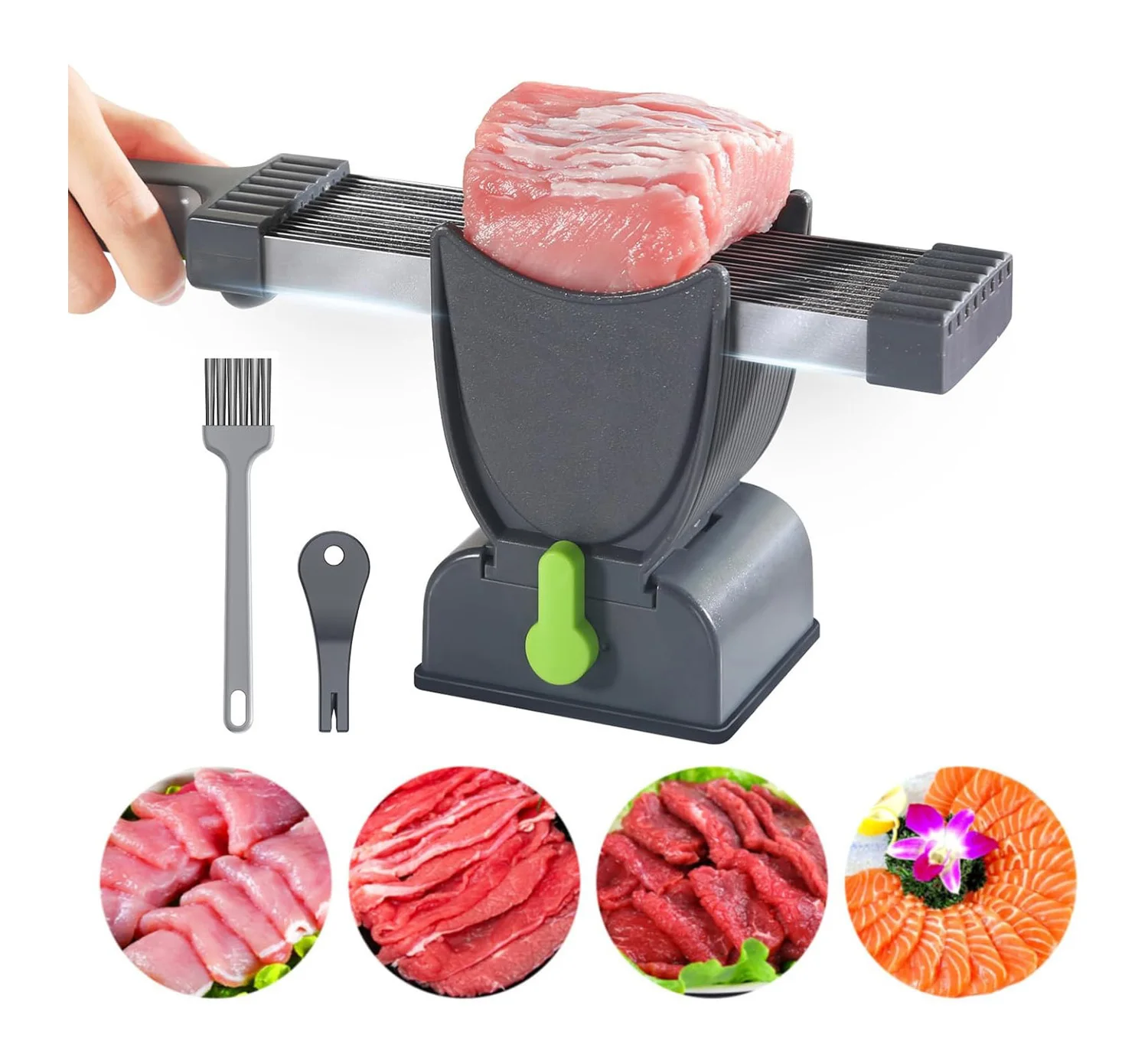 

Fresh Meat Slicer,Thickness Adjustable 2 or 4 mm,Manual Meat Cutter Jerky Slicer for Beef Pork, Not Suit for Frozen or Deil Meat