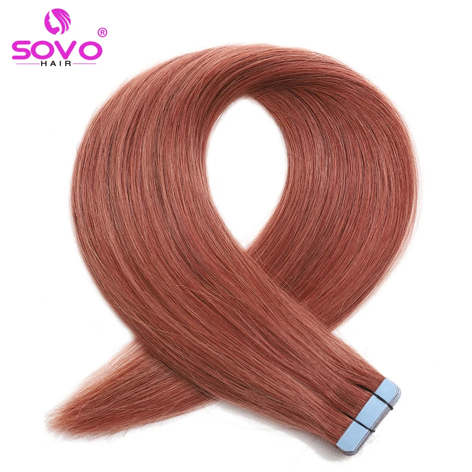 Balayage Tape in Human Hair Extensions Ginger Blonde Seamless PU Skin Weft 100% Remy Human Hair Tape In Brazilian Hair Extension