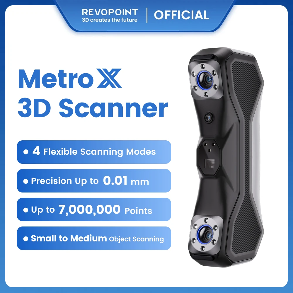 Revopoint MetroX 3D Scanner For CAD Designer Blue Multiple-line Laer Scanner 0.01mm High Precision Handheld Scanner ForMeasuring