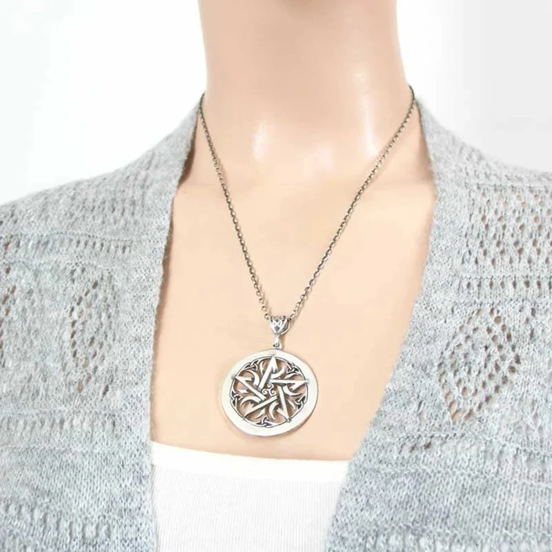 Crescent Moons Pentacle Necklace Pendant Wiccan Accessories Fashion Pagan Large Pentagram Witch Woman Man Witchcraft GothicWicca view 4