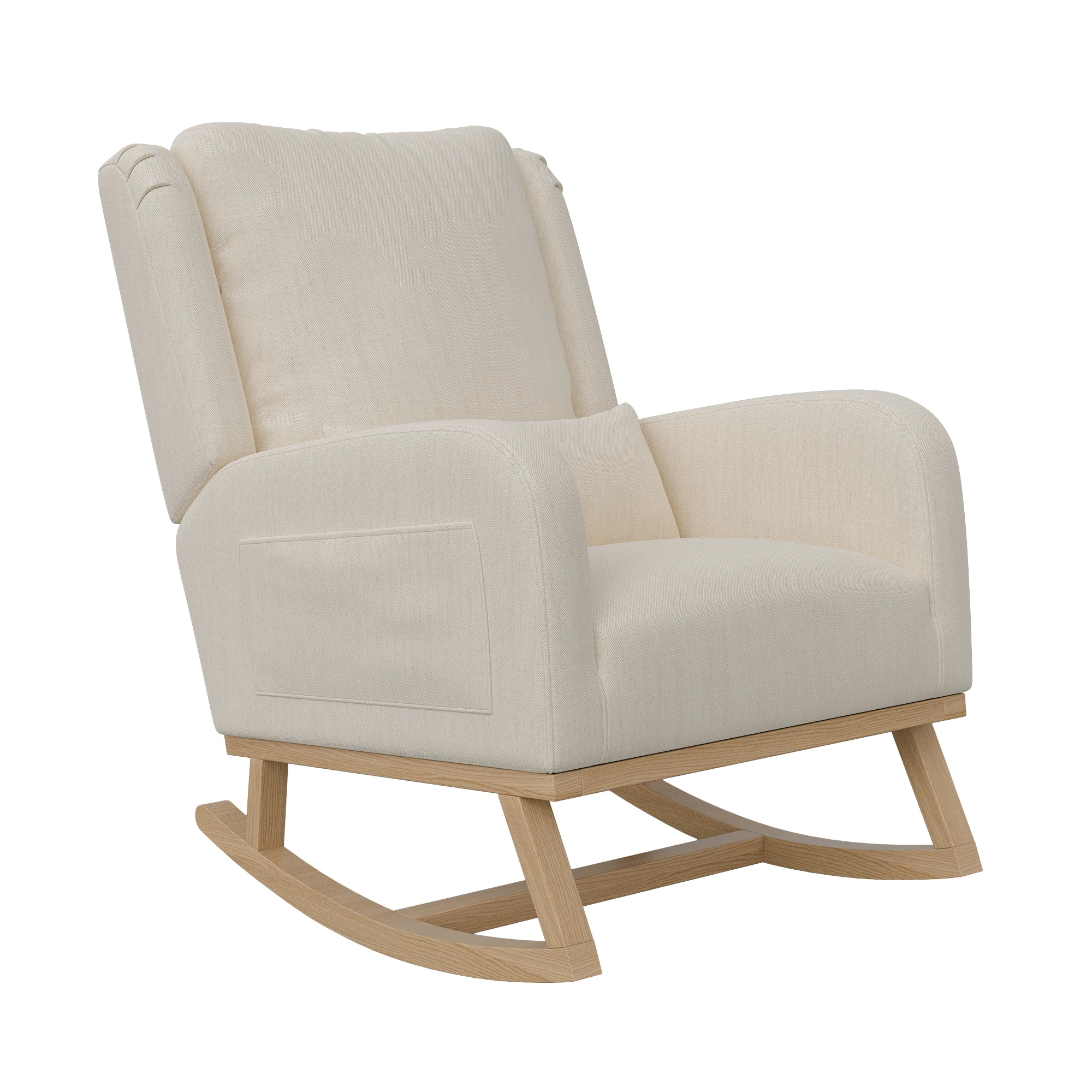 Sillón Reclinable Anajqaqia, Sillón Tapizado, Respaldo Alto Tapizado, para Sala de Estar, Dormitorio, Tela de Lino, Beige