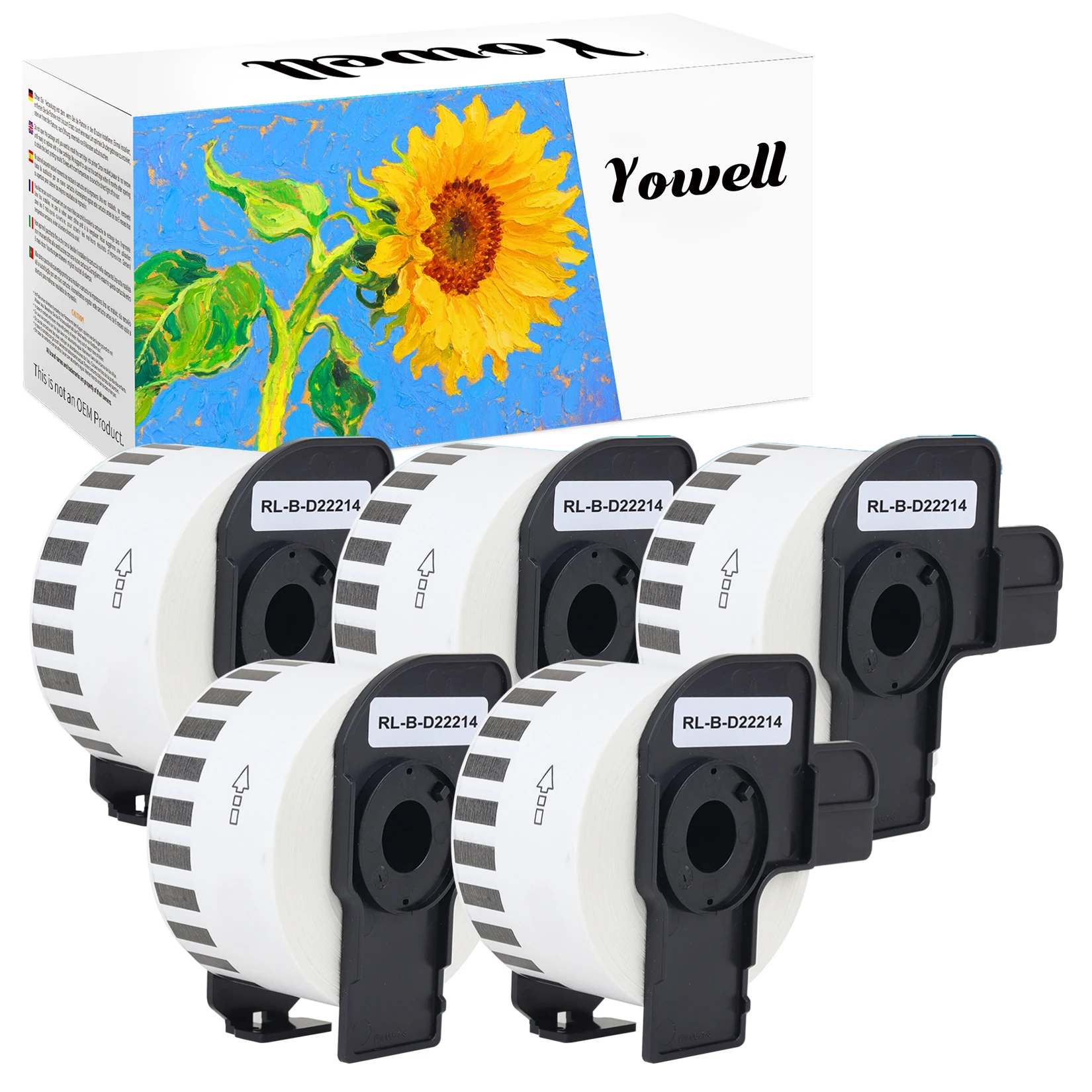Yowell 5 X DK-22214 (12x30mm, 48m) Kompatible Etiketten, kompatibel mit Brother QL-500, QL-550, QL-570, QL-580N, QL-650TD, QL-700 – Detail 1