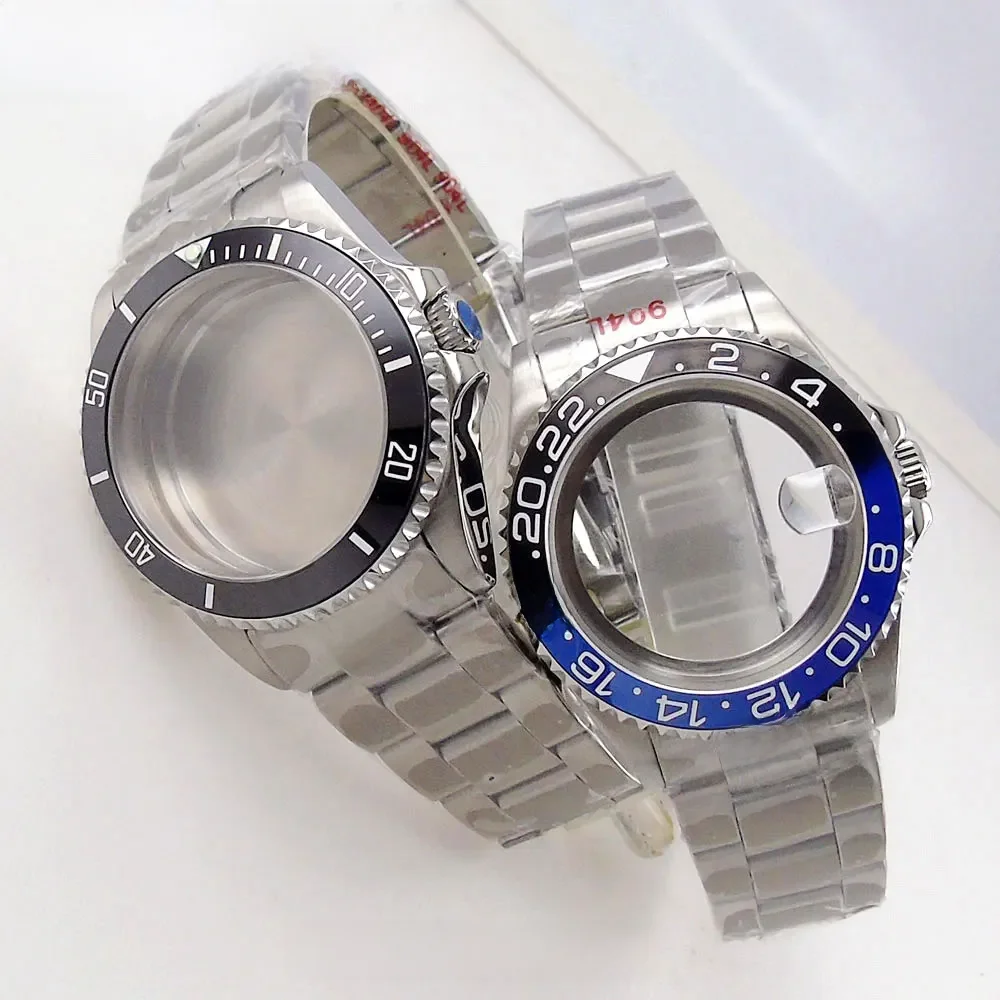 38mm/40mm GMT Obudowa zegarka Pasuje do NH34 NH35 NH36 ETA 2824 PT5000 ST2130 Szafirowe szkło 316L Bransoletka z blokadą ślizgową Ceramiczna ramka Cyclops — zdjęcie 2
