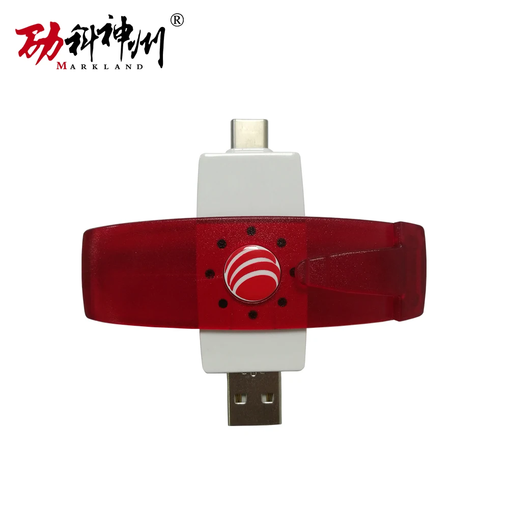 كاتب قارئ USB مزدوج المنفذ A&Type C NFC ISO14443 قارئ بطاقات محمول بدون تلامس